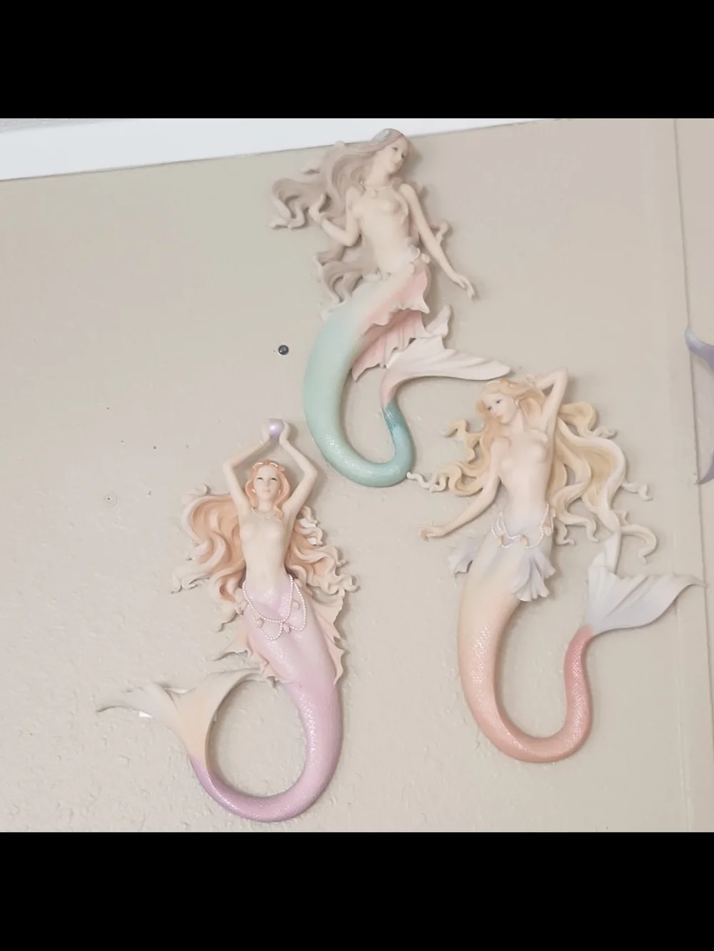 Decorative Pastel Mermaid Wall Plaques - Set of 3